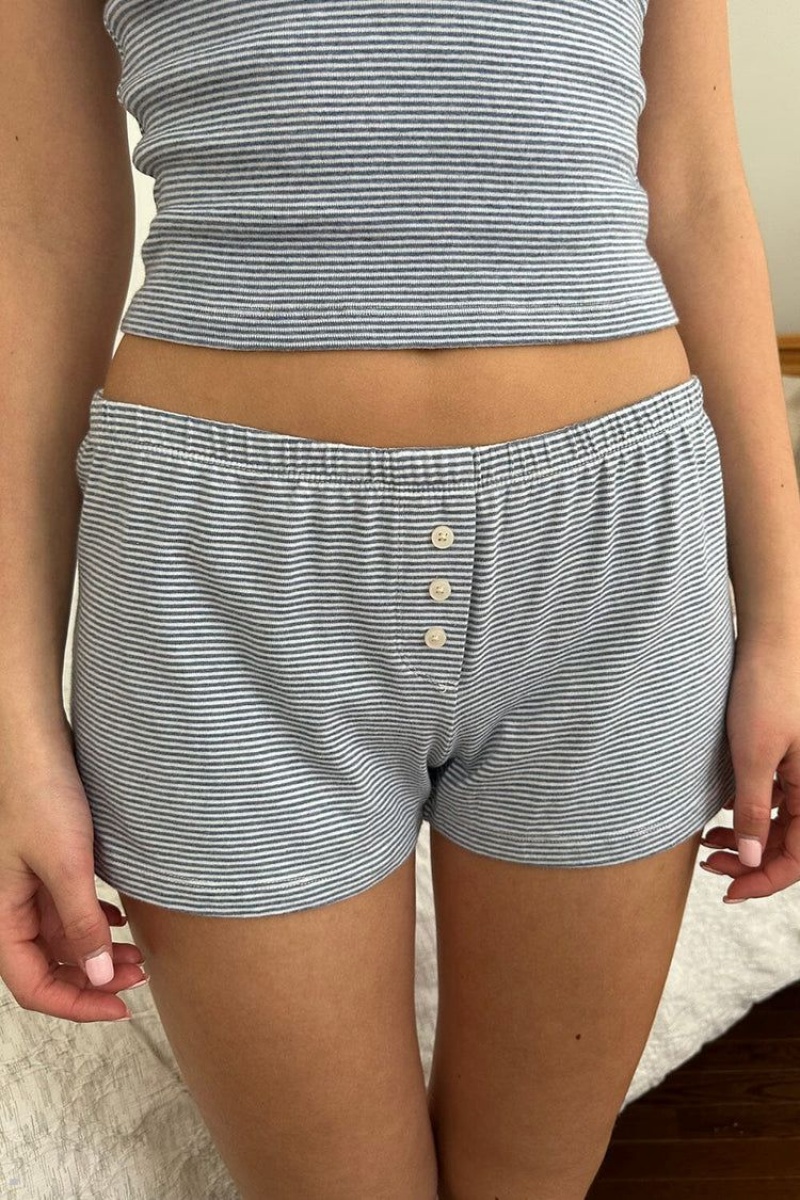 Short Jogging Brandy Melville Keira Rayé Bleu Blanche | XTI-40496301